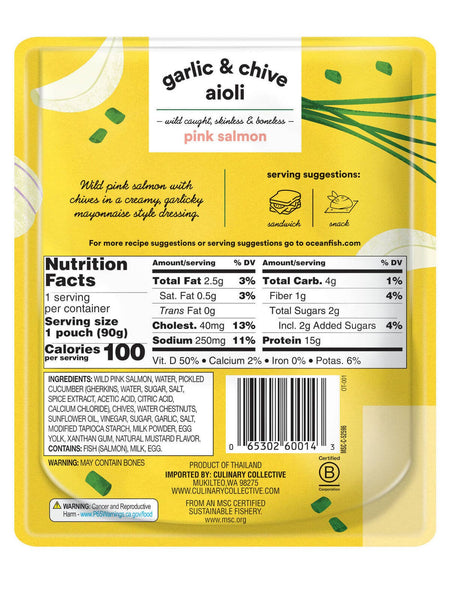 Matiz - Ocean's Salmon pouches - 3 flavors: Garlic & chive Aioli