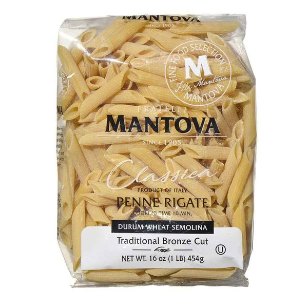 Fine Italian Food - Mantova Bronze Cut Penne Rigate Pasta, 1 lb.