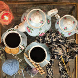 Brew To A Tea - BTaT Floral Tea Set - 4 Cups, Teapot, Creamer & Sugar