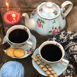 Brew To A Tea - BTaT Floral Tea Set - 4 Cups, Teapot, Creamer & Sugar