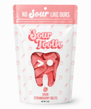 Sour Tooth - Sour Strawberry Belts — 4oz, Imported from Spain