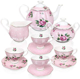 Brew To A Tea - BTaT Floral Tea Set - Teapot & Cups for Elegant Tea Time
