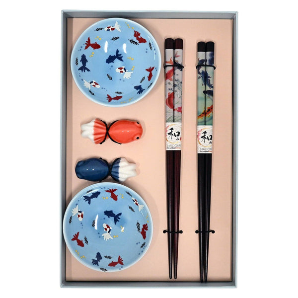 Urban Tokyo - Goldfish Kingyo 2 Pair Wooden Chopsticks, Chopsticks Rest and Sauce Dish Gift Set (1/36)
