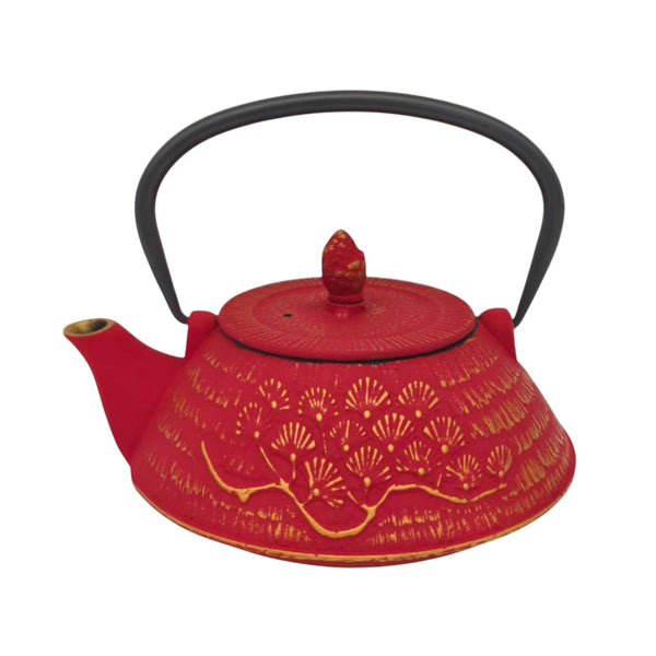 Urban Tokyo - Red Ginko Design 28oz Cast Iron Tea Pot (1/8)