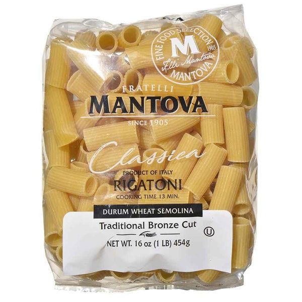 Fine Italian Food - Mantova Bronze Cut Rigatoni Pasta, 1 lb.