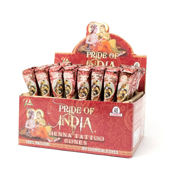 PRIDE INDIA BRANDS - Henna Tube Countertop Display Box - 48 Tubes Per Box
