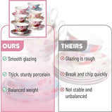 Brew To A Tea - BTaT Floral Tea Cups Set of 6 with Saucers - 8oz