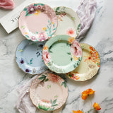Brew To A Tea - BTaT Floral Porcelain Dessert Plates Set of 6, 8 Inch
