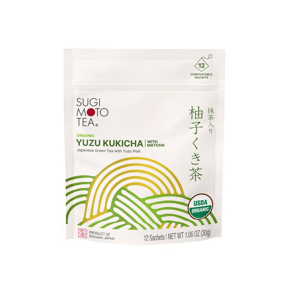 Sugimoto Tea Company - Organic Yuzu Kukicha (Stem Tea) with Matcha Sachet Tea Bags