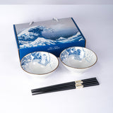 Urban Tokyo - Great Wave Double Rice Set of 10oz 4.5"D Bowl With Chopsticks Gift Set 1/16)