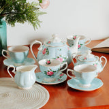 Brew To A Tea - BTaT Floral Tea Set - 4 Cups, Teapot, Creamer & Sugar