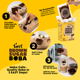 Twrl Milk Tea - Brown Sugar Boba Toppings 6 Pack - Instant, Ready in <1 min