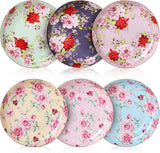Brew To A Tea - BTaT Floral Dessert Plates Set of 6, 8-Inch Deep