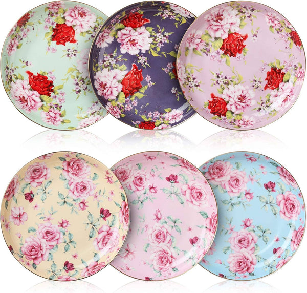 Brew To A Tea - BTaT Floral Dessert Plates Set of 6, 8-Inch Deep