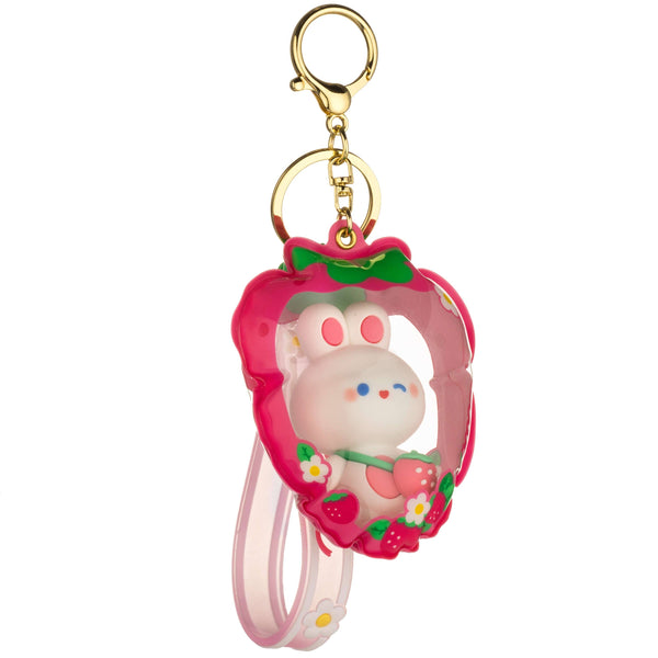 Kawaii Slime Company - Strawberry Shaped Puffy Sensory Keychain - Straw-Bunny (12pcs/case)