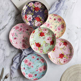Brew To A Tea - BTaT Floral Dessert Plates Set of 6, 8-Inch Deep