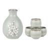 Urban Tokyo - Blue Plum Blossom Porcelain Glazed 9 oz Sake Bottle and 4 Cups Gift Set (1/24)