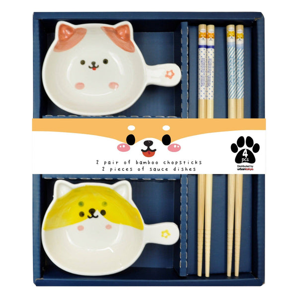 Urban Tokyo - Shiba Inu Pair Wooden Chopsticks and Small Dish Gift Set (1/36)
