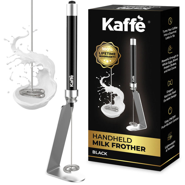 Kaffe - Kaffe Handheld Milk Frother with Stand: Black