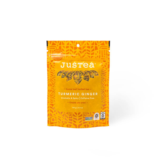 JusTea - Turmeric Ginger Stand-up Pouch - Fair-Trade Herbal Tea