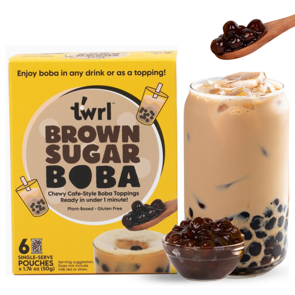 Twrl Milk Tea - Brown Sugar Boba Toppings 6 Pack - Instant, Ready in <1 min