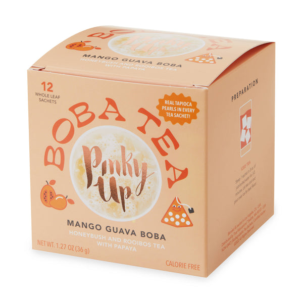 Pinky Up - Boba Tea - Mango Guava - Box of 12 Wrapped Pyramid Sachets