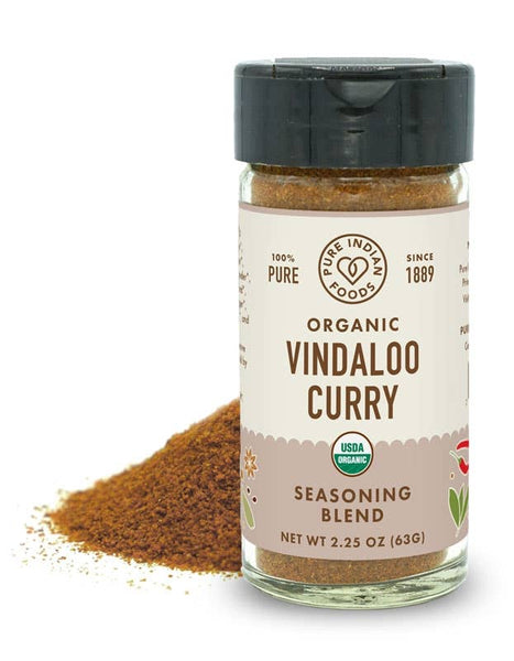 Pure Indian Foods - Vindaloo Curry Seasoning, Certified Organic: 2.25 oz Glass Bottle