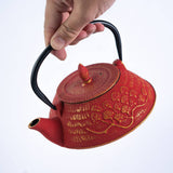 Urban Tokyo - Red Ginko Design 28oz Cast Iron Tea Pot (1/8)