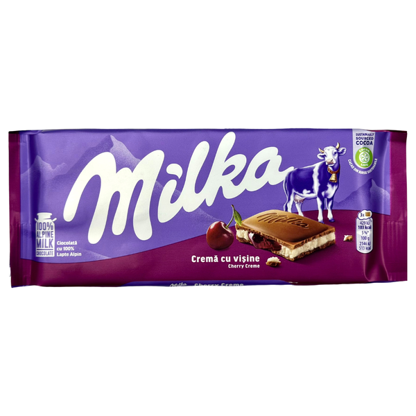 Fine Italian Food - Milka Cherry Cream Chocolate Bar, 100g