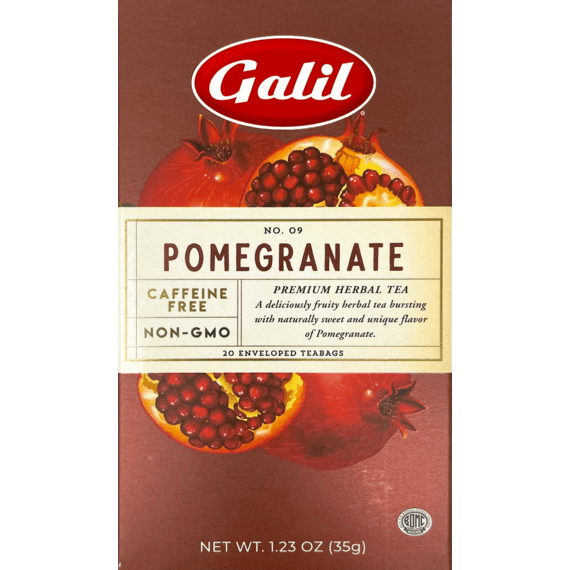 Galil Brands - Pomegranate Herbal Tea | 20' Tea Bags | 1.23 oz | Galil