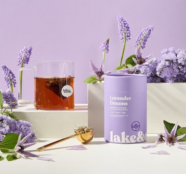 Lake & Oak Tea Co. - Lavender Dreams - Superfood Tea Blend: Pyramid Tea Bags - Retail Canister