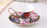 Brew To A Tea - BTaT Floral Tea Cups Set of 6 with Saucers - 8oz