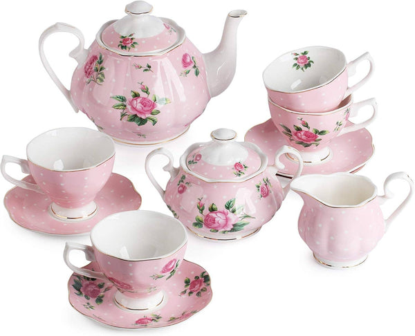 Brew To A Tea - BTaT Floral Tea Set - Teapot & Cups for Elegant Tea Time