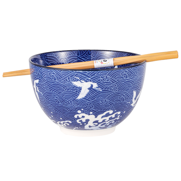 Urban Tokyo - 20oz 6"Dx3.75"H Bowl With Chopsticks Crane Design (1/24)