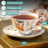 Brew To A Tea - BTaT Floral Tea Cup Set with Saucers - 4 Pieces