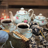 Brew To A Tea - BTaT Floral Tea Set - 4 Cups, Teapot, Creamer & Sugar