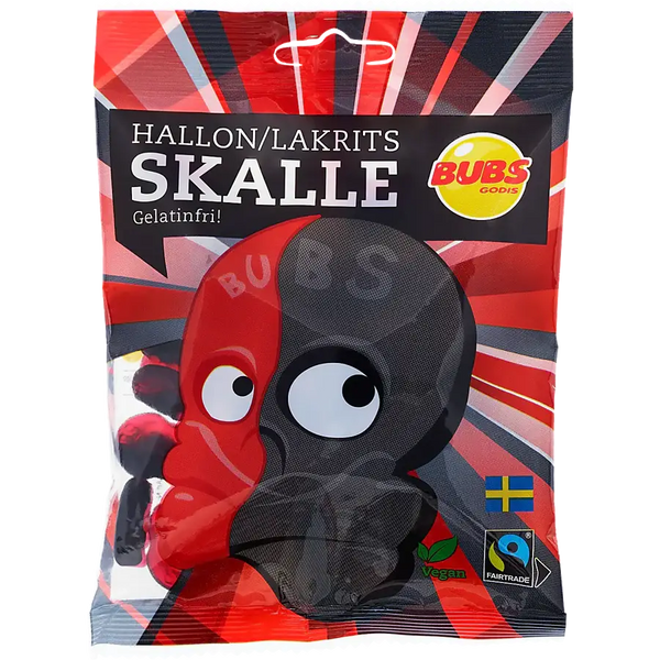Sweetish- Swedish Candy Wholesale - Bubs Raspberry & Licorice Foam Skull 90g
