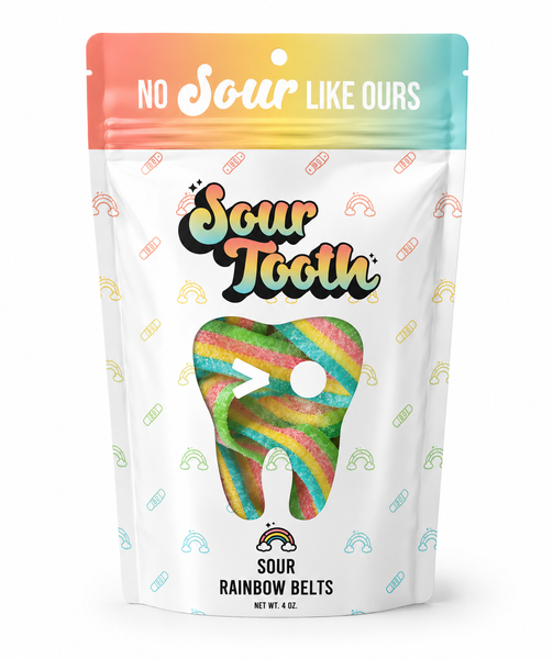 Sour Tooth - Sour Rainbow Belts — 4oz Multi-Flavor, Spanish Import