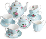 Brew To A Tea - BTaT Floral Tea Set - 4 Cups, Teapot, Creamer & Sugar