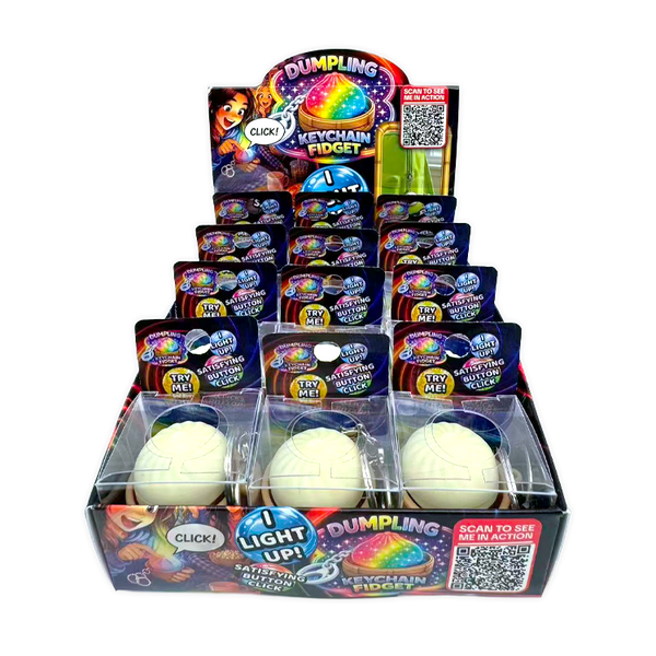 Novelty Brands - Fun Doh Dumpling Light-Up Click Fidget Keychain- 12/Display : Wholesale Price