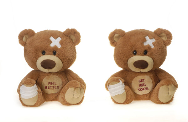 Fiesta Toys - SIGNATURE BEAR - 9.5IN 2 ASST. BROWN BEARS WITH GET WELL SOON, FEEL BETTER EMB. ON BELLY