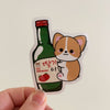 Single Sploot - Strawberry Soju Corgi Sticker