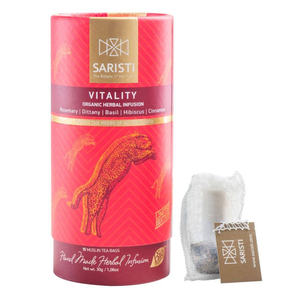 SARISTI - Vitality Golden Edition carton tube, 15 muslin tea bags, 30g