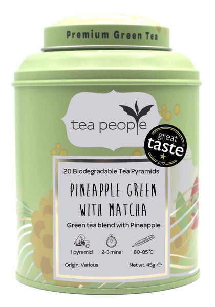 Tea People - Pineapple Green with Matcha - 20 Pyramid Tin Caddy