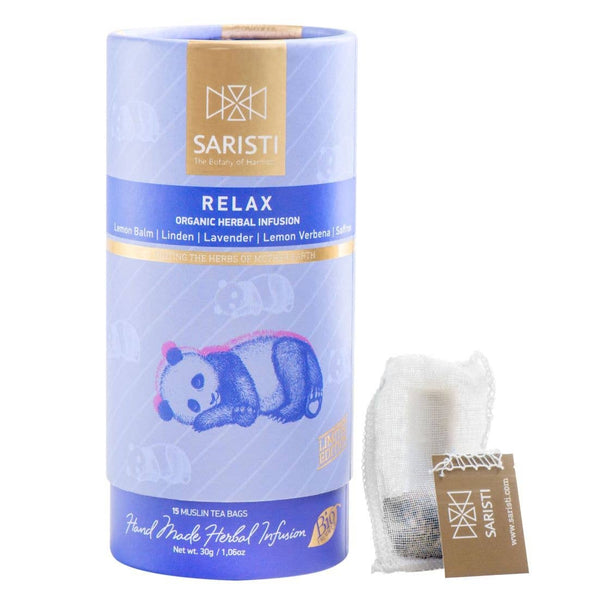 SARISTI - Relax Golden Edition carton tube, 15 muslin tea bags, 30g