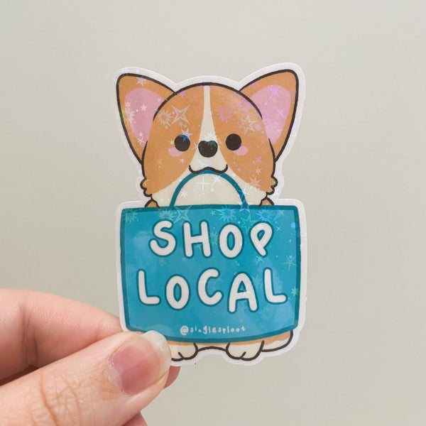Single Sploot - 'Shop Local' Corgi Sticker