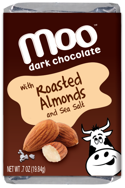 MOO Organic Chocolates - Natural Roasted Almond Dark Chocolate Mini Bars, 0.7 oz