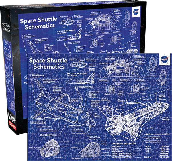 AQUARIUS, GAMAGO, ICUP, & ROCK SAWS by NMR Brands - NASA- Shuttle Schematic 500 Piece Jigsaw Puzzle