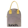 Fluf - Zipper Lunch Bag - 'Lunch' Grey / Yellow