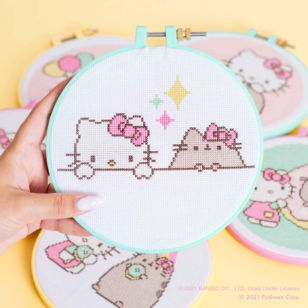 Stitch & Story - Hello Kitty x Pusheen: Peekaboo Cross Stitch Kit